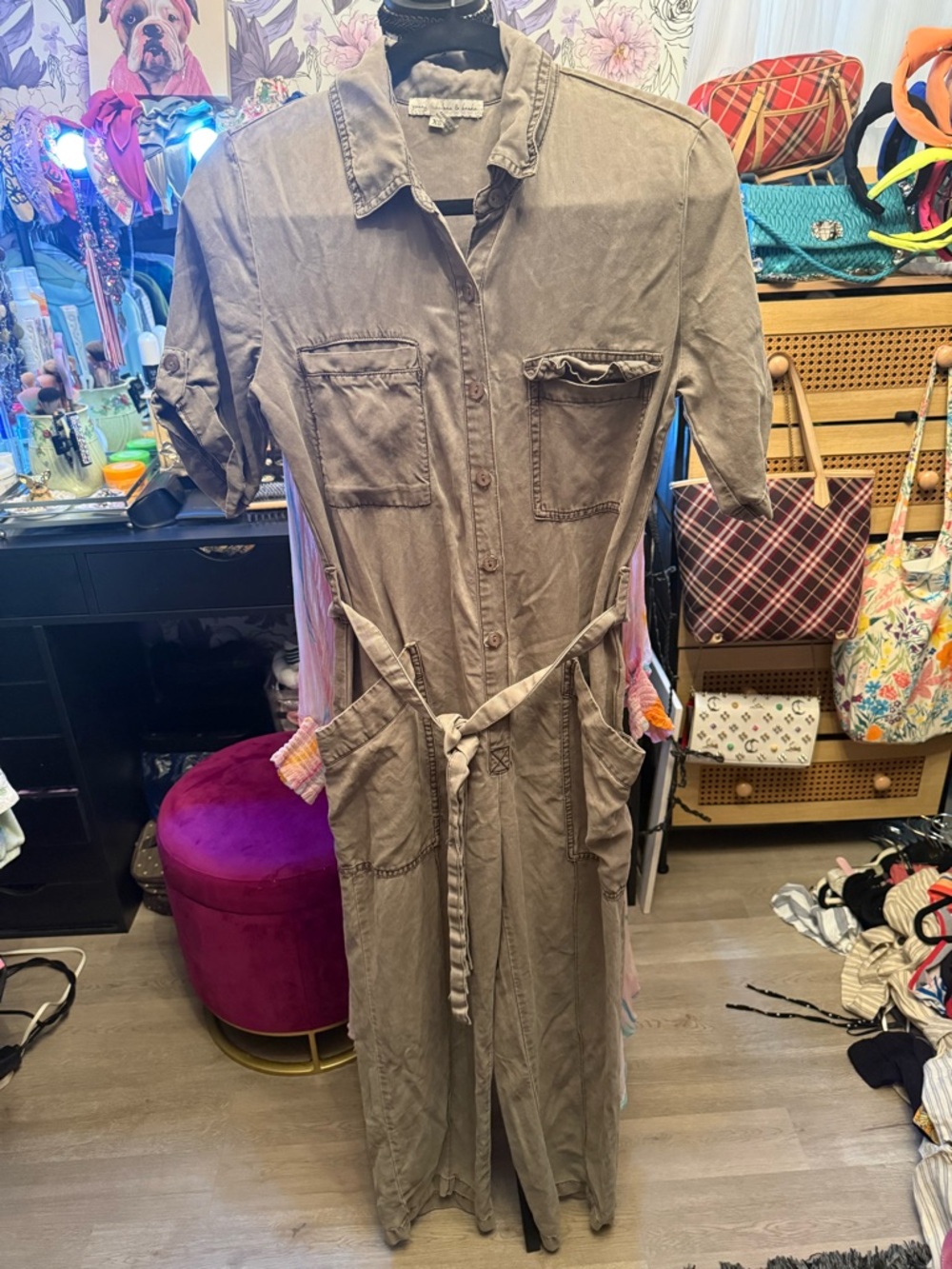 Young Fabulous & Broke Gray Utility Jumpsuit